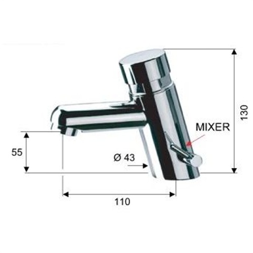 Commercial Series Timed Flow Basin Mixer - Temperature Adjustable